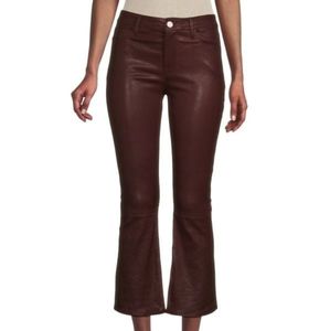 Frame Le Crop mini boot leather pants size 26 new burgundy/brown
